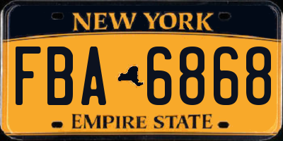 NY license plate FBA6868