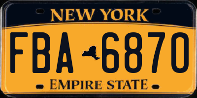 NY license plate FBA6870