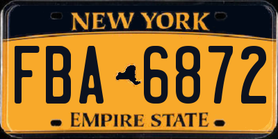 NY license plate FBA6872