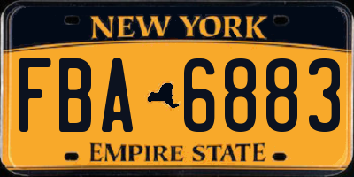 NY license plate FBA6883
