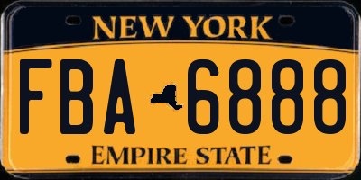 NY license plate FBA6888