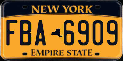 NY license plate FBA6909