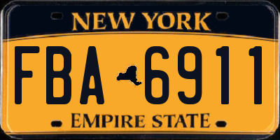 NY license plate FBA6911