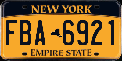 NY license plate FBA6921