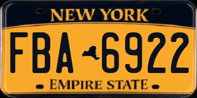 NY license plate FBA6922