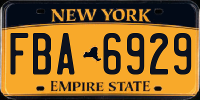 NY license plate FBA6929