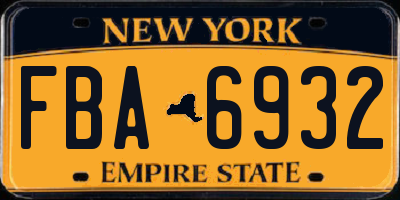 NY license plate FBA6932