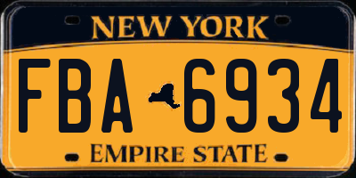 NY license plate FBA6934