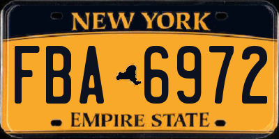 NY license plate FBA6972