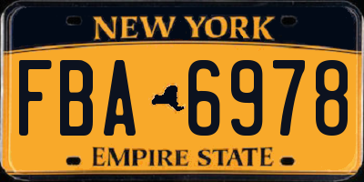 NY license plate FBA6978