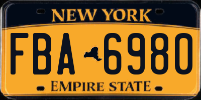 NY license plate FBA6980