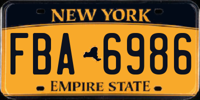 NY license plate FBA6986