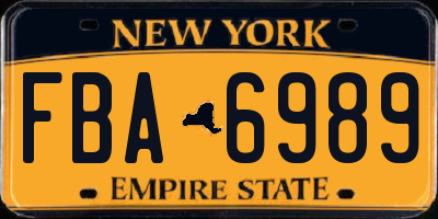 NY license plate FBA6989