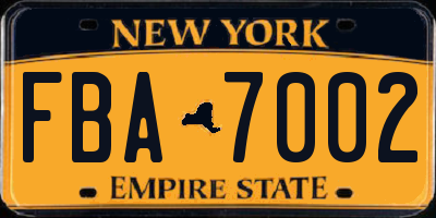 NY license plate FBA7002