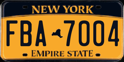 NY license plate FBA7004