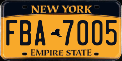 NY license plate FBA7005