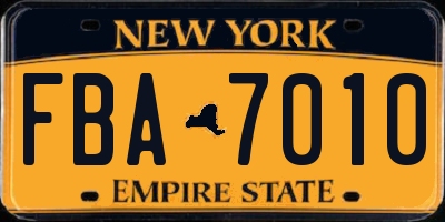 NY license plate FBA7010