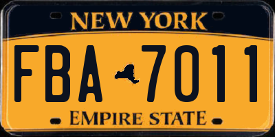 NY license plate FBA7011