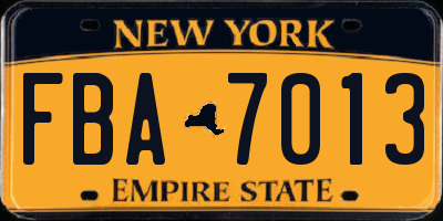 NY license plate FBA7013