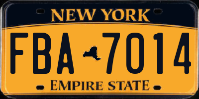 NY license plate FBA7014