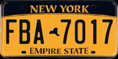 NY license plate FBA7017