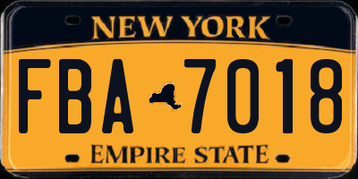 NY license plate FBA7018