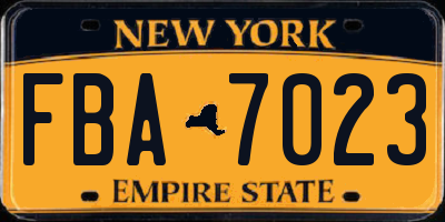 NY license plate FBA7023