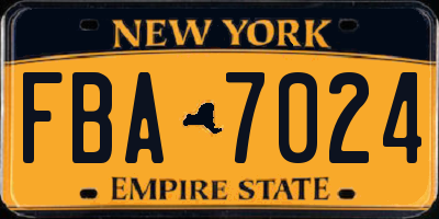 NY license plate FBA7024