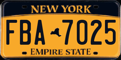 NY license plate FBA7025