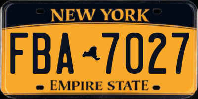 NY license plate FBA7027