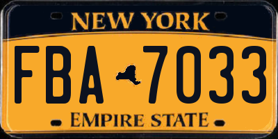 NY license plate FBA7033