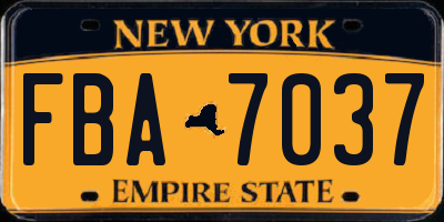 NY license plate FBA7037