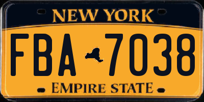 NY license plate FBA7038