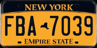 NY license plate FBA7039