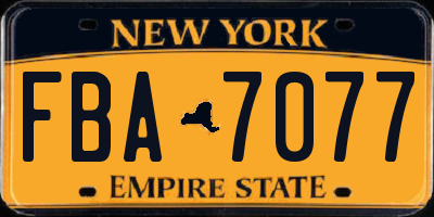 NY license plate FBA7077