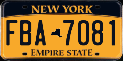NY license plate FBA7081