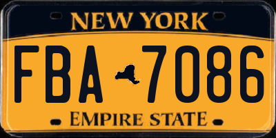 NY license plate FBA7086