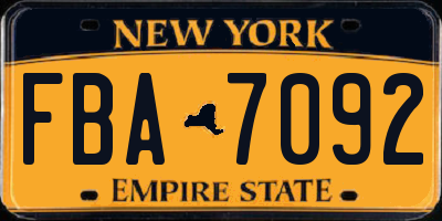 NY license plate FBA7092