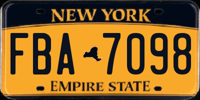 NY license plate FBA7098