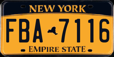 NY license plate FBA7116