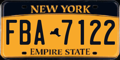 NY license plate FBA7122