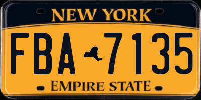 NY license plate FBA7135
