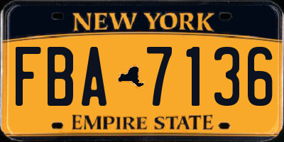 NY license plate FBA7136