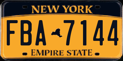 NY license plate FBA7144