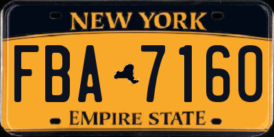 NY license plate FBA7160