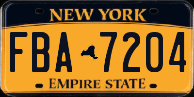 NY license plate FBA7204