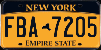 NY license plate FBA7205