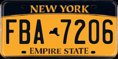 NY license plate FBA7206