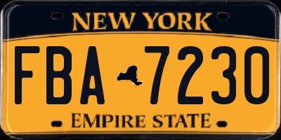 NY license plate FBA7230