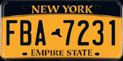 NY license plate FBA7231